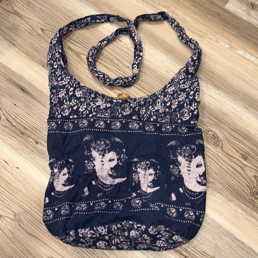 Elephant Cross Body Boho purse with zipper and button